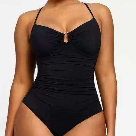 One-piece women's double-shoulder-belt swimming suit